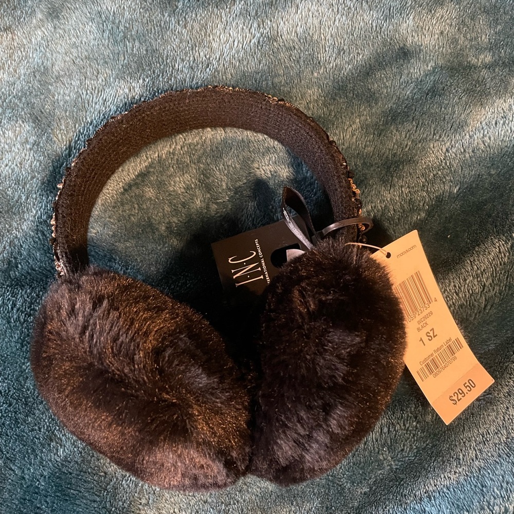 Sequin black ear muffs, never worn!!